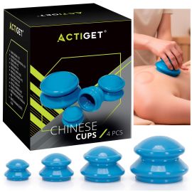 Китайски вендузи за масаж и грижа за тялото, комплект от 4 размера, гумени, сини ACT0026