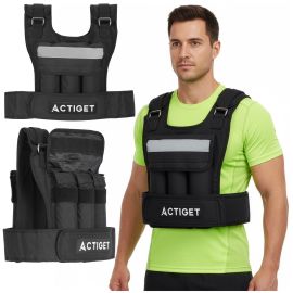 Елек с тежести, регулируем, 20 кг, за силови тренировки, бягане, черен ACT0124