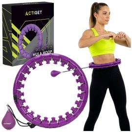 Кардио хула обръч, сгъваем за фитнес с тежести и масажни накрайници, лилав ACT0137