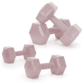 2x2 кг шестоъгълни дъмбели за фитнес упражнения, комплект от 2, розови ACT0159
