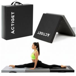 Постелка за тренировки, гимнастика 180x60x5.5 см сгъваем матрак за упражнения, черно и сиво ACT0165