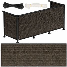 Покривало за балкон, маскиращо 100x500 см, балконска постелка, засенчваща 95% кафява BN1030