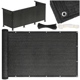 Покривало за балкон 1x7 м, маскираща балконска постелка, засенчване 95%, с ленти, антрацит BN1035