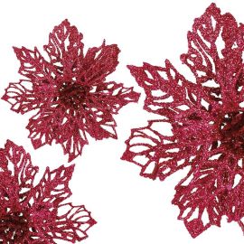 Изкуствено цвете за декорация, 13 cm, розово с блясък CA1261