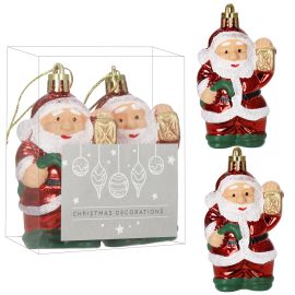 Коледни топки, комплект от 2, коледни украси за централната част, Дядо Коледа, нечупливи CA1324