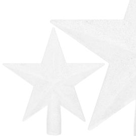 Коледна украса за елха с брокат, звезда 19 см, бяла CA1435