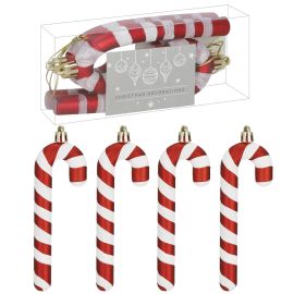 Комплект от 4 коледни топки, коледни украси за централни елементи, захарни пръчици, нечупливи CA1437