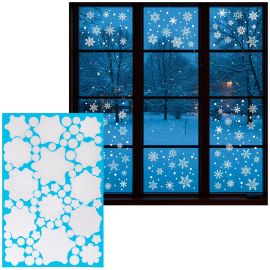 Стикери, декорации за прозорци 65 бр. снежинки, декорации за прозорци, самозалепващи, бели CA1451