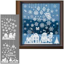 Стикери, декорации за прозорци 62 бр. декорации за прозорци, самозалепващи, бели CA1454