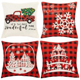 Коледни калъфки за възглавници 40x40см 4 бр. декоративен комплект за възглавници CA1460