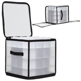 Органайзер за коледна украса 64 отделения, торбичка за топки, черна и прозрачна CA1468