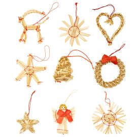 Коледни топки за елха, сламени висулки 27 бр. Коледни украси, кафяви CA1469