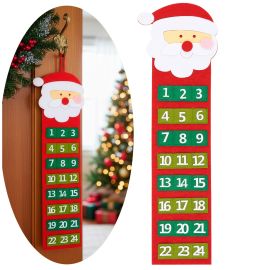 Адвент календар, висящ Дядо Коледа 24 отделения, коледна украса, филц, многоцветен CA1474