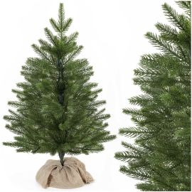 Малка изкуствена коледна елха 60 см кавказки смърч премиум клас с юта, за маса, мини декорация за бюро CA1482