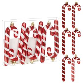 Коледни топки, комплект от 6, коледни украси за централната част, захарна пръчка, нечупливи CA1514