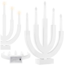 Коледен Адвент LED Свещник 5 Свещи Работещ на Батерии Коледна Декорация Бял CL0865
