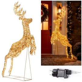 LED светлинна украса с елени, 120 LED коледна украса за градината, 145 см, топло бяла светлина CL1243