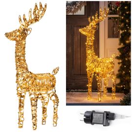 LED светлинна украса с елени, 80 LED коледна украса за градината, топло бяла светлина, CL1245