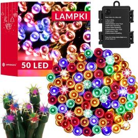 LED многоцветни коледни лампички за елха с 50 диода, на батерии, с програматор CL4107