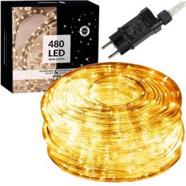 LED Коледен светещ маркуч в топло бялo с 480 диода, 21.5 m, с програматор CL4116