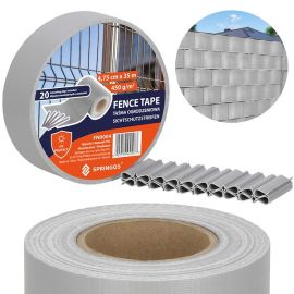 PVC оградна лента 4.75x35m 450 g/m2 с монтажни щипки 20 бр сиво FN0004