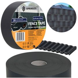 Оградна лента за панели 4,75 см x 50 м 450 г/м2 PVC със закрепващи скоби 20 бр. антрацит FN0012