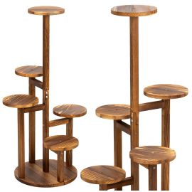 Дървена стойка за цветя 87 см с 6 рафта, стойка за растения, кафява GA0217