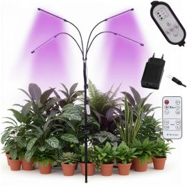 Лампа за растеж на растения с 4 LED панела за осветление, култивиране с таймер, дистанционно управление, USB GA0223