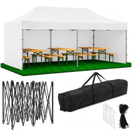 Търговски павилион 3x6 м експресна търговска палатка за събития, пазари, кетъринг, бяла GP0006