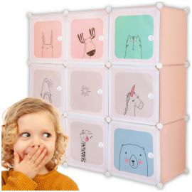 Модулен шкаф за деца 110x110x37 см затворен детски рафт 9 рафта HA0215