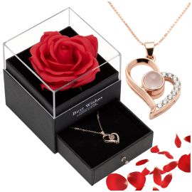 Вечна роза с колие и кутия - подарък за Свети Валентин HA5279