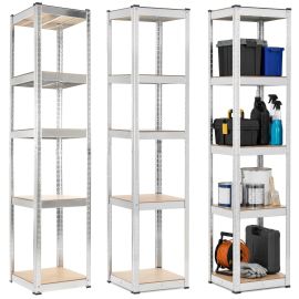 Метален стелаж за съхранение 180x40x40 см 5 рафта, товароносимост 500 кг за гараж, мазе HA5281