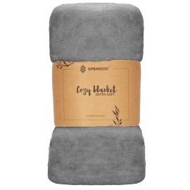 Графитно карирано кувертюра 200x220 см, сиво одеяло за диван HA7189