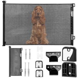 Предпазна бариера за стълби 80 см, ролетна щора за врати, защитна, черна HA7525