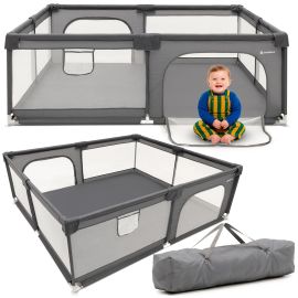 Детска кошара, затворена, 200x180x66 см, сгъваема, за пътуване, сива HA7529