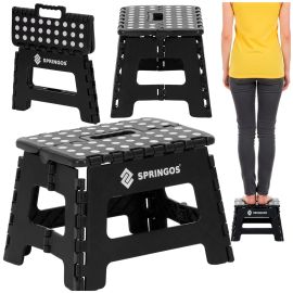 Табуретка, многофункционална сгъваема, платформа 150 кг, стъпало, черна HA7567