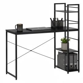 Метално бюро с рафтове, индустриално, компютърна маса 120x48x122 см черно HF0046