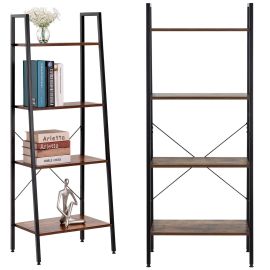 Офис стълба за книги 138x56x34 см с 4 рафта, модерна, индустриална, лофт, HF0048