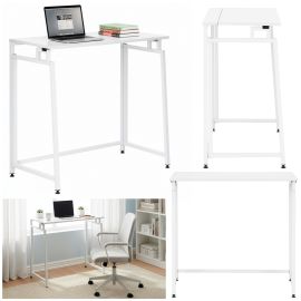 Офис бюро, сгъваема учебна маса, компютърна маса 80 см дървена, бяла HF0057