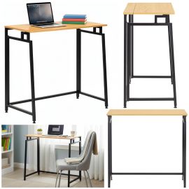 Офис бюро, сгъваема учебна маса, компютърна маса 80 см дървена, светлокафява HF0058