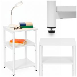 Нощно шкафче, три рафта, мебели за спалня 59 см бяло HF0065