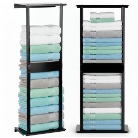 Закачалка за кърпи, рафт за баня, стенен монтаж, метална, черна HG0074