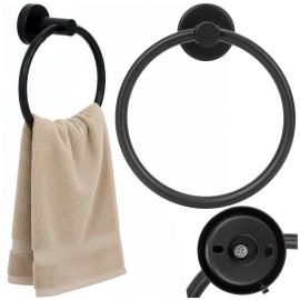 Закачалка за кърпи за баня, кръгла 14 см, черна HG0076