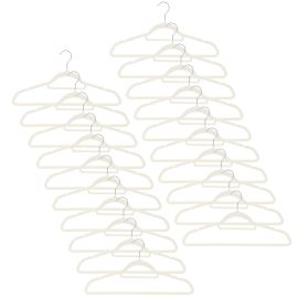 Кадифени закачалки за дрехи, комплект от 20, за гардероби, екрю HG0084