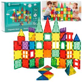 Магнитни блокчета, колички, комплект от 100 строителни блокчета за деца, цветни KG0048