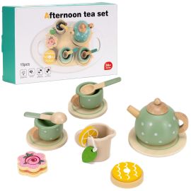 Дървена играчка, кухненски аксесоари за деца, 14-частов комплект за чай KG0056