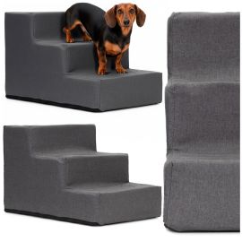 Стълба за кучета с три стъпала, платформа, рампа 30 см тъмносива PA0336